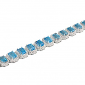 White Gold Diamond and Topaz Bracelet
